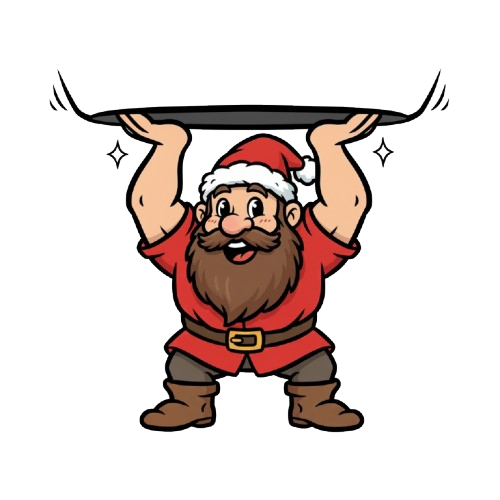 Ein Zwerg aus einem Märchen, der den Kalender hochstemmt.